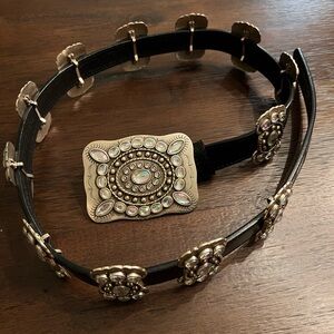 SSM Western Boho Leather Belt Skirt or Jeans Rhinestones Adjustable M